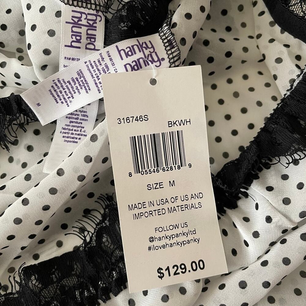 New Hanky Panky Spot on Chiffon Sleep Set, Black-White Women's Size M - Picture 6 of 10